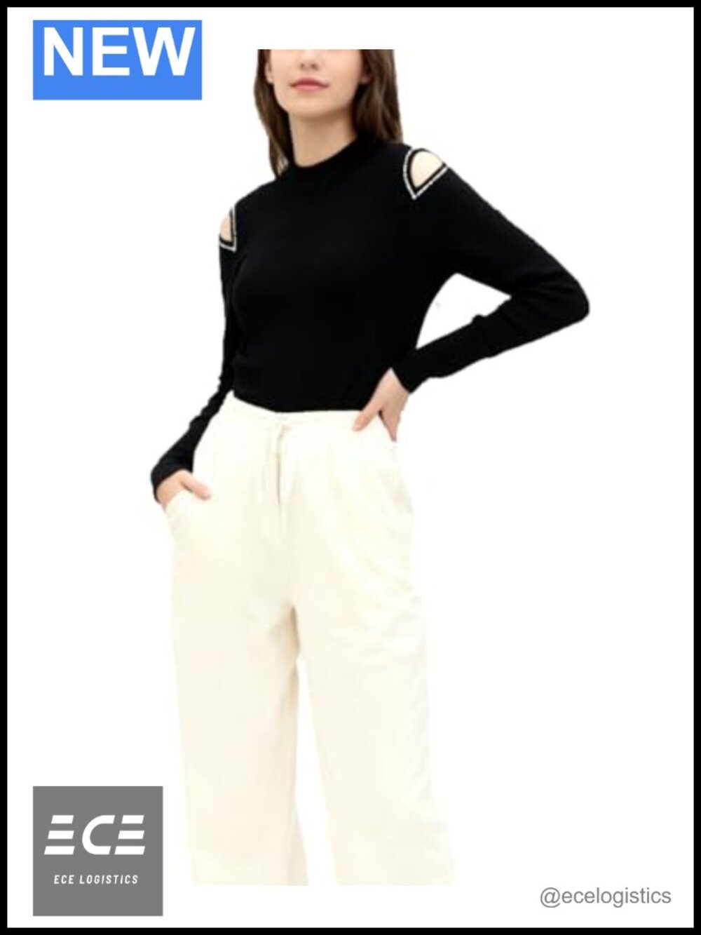 Women's Off the Shoulder Ribbed Pullover Sweater Crystal Trim